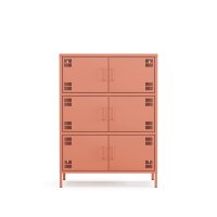 Metall Möbel Pera9, Sideboard 6 Türen - 80,5 x 40 x 109,5 cm Lachsfarben