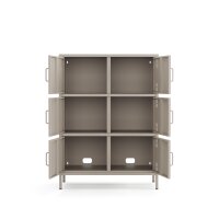 Metall Möbel Pera9, Sideboard 6 Türen - 80,5 x 40 x 109,5 cm Beige