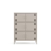 Metall Möbel Pera9, Sideboard 6 Türen - 80,5 x 40 x 109,5 cm Beige