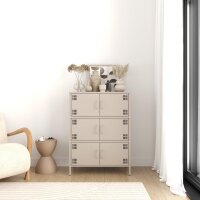 Metall Möbel Pera9, Sideboard 6 Türen - 80,5 x 40 x 109,5 cm Beige