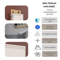 Schuhkipper mit Zubehör, Weiß, 4 Klappen 52x15x153,5 cm, Inkl. Schlüsselaufhängung, Hakenleiste