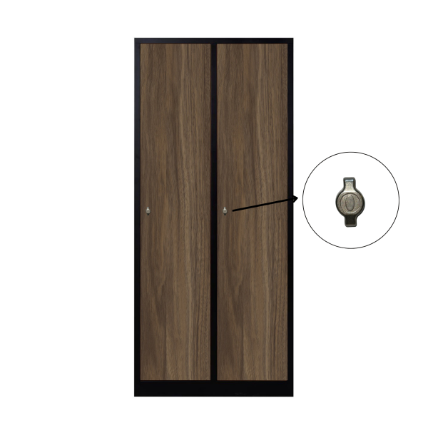 2-türiger, unterteilter spezieller Umkleideschrank, Heybe Dekor,Vorhängeschloss, RAL 9005 Schwarz, 80×50×180