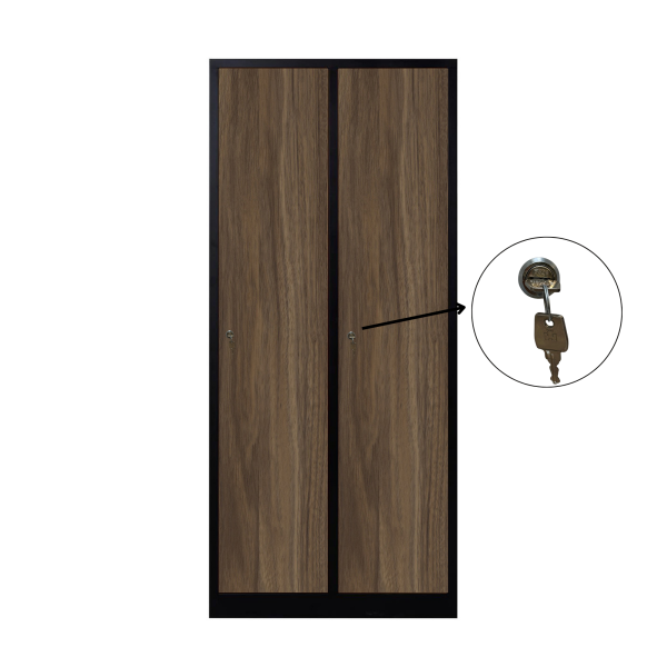 2-türiger, unterteilter spezieller Umkleideschrank, Heybe Dekor, Zylinderschloss, RAL 9005 Schwarz, 80×50×180