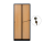 2-türiger, unterteilter spezieller Umkleideschrank, Buchenholz Dekor, Zylinderschloss, RAL 9005 Schwarz, 80×50×180