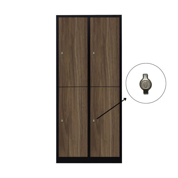 Halb 4-türiger spezieller Umkleideschrank, Heybe Dekor, Vorhängeschloss, RAL 9005 Schwarz, 80×50×180
