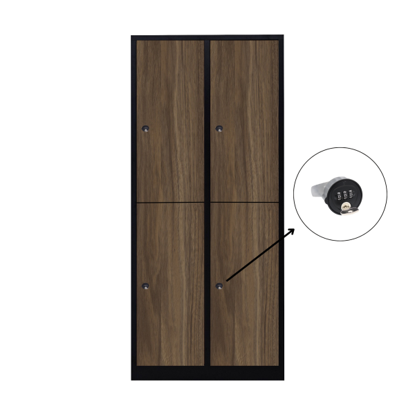 Halb 4-türiger spezieller Umkleideschrank, Heybe Dekor, Kombinationsschloss, RAL 9005 Schwarz, 80×50×180