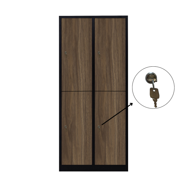 Halb 4-türiger spezieller Umkleideschrank, Heybe Dekor, Zylinderschloss, RAL 9005 Schwarz, 80×50×180