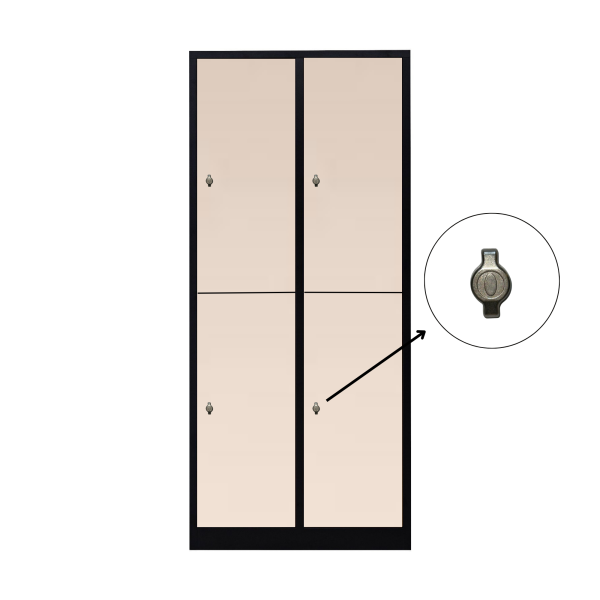 Halb 4-türiger spezieller Umkleideschrank, Sandstein Dekor, Vorhängeschloss, RAL 9005 Schwarz, 80×50×180