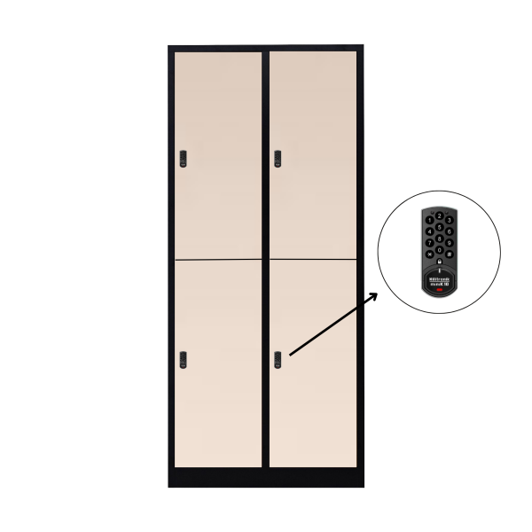 Halb 4-türiger spezieller Umkleideschrank, Sandstein Dekor, elektronisches Schloss, RAL 9005 Schwarz, 80×50×180