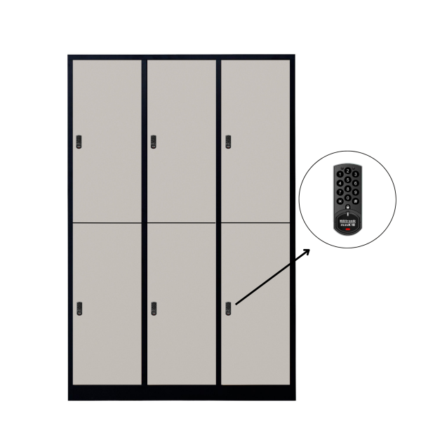 Halb 6-türiger spezieller Umkleideschrank, graues elektronisches Schloss, RAL 9005 Schwarz, 118,5×50×180