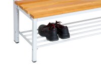 Bank Umkleidebank Sitzbank Garderobenbank Sportbank mit Schuhrost grau