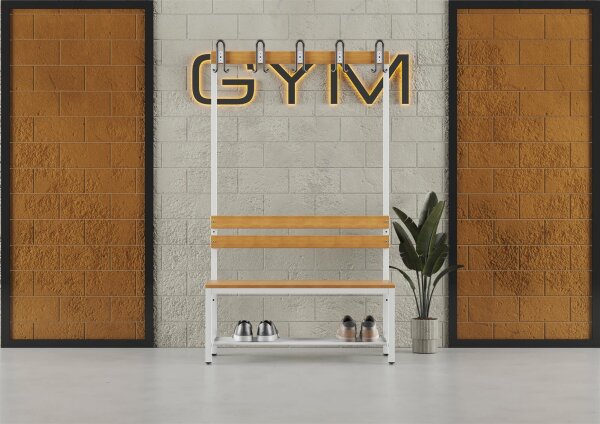 Garderobenbank einseitig mit Schuhrost 100 cm grau