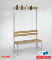 Garderobenbank einseitig mit Schuhrost 100 cm grau