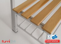 Garderobenbank einseitig mit Schuhrost 100 cm grau