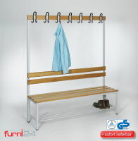 Garderobenbank einseitig mit Schuhrost 150 cm grau