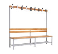 Garderobenbank einseitig mit Schuhrost 200 cm grau