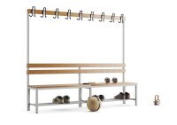 Garderobenbank einseitig mit Schuhrost 200 cm grau