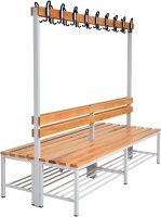 Garderobenbank doppelseitig mit Schuhrost 200 cm grau