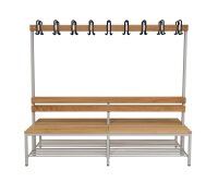 Garderobenbank doppelseitig mit Schuhrost 200 cm grau