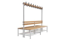 Garderobenbank doppelseitig mit Schuhrost 200 cm grau