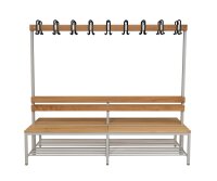 Garderobenbank doppelseitig mit Schuhrost 200 cm grau
