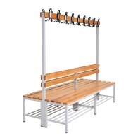 Garderobenbank doppelseitig mit Schuhrost 200 cm grau