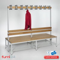 Garderobenbank doppelseitig mit Schuhrost 200 cm grau