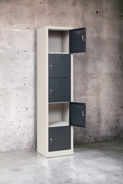 Schließfachschrank grau/anthrazit 5-türig