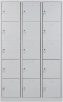 Schließfachschrank grau 15-türig