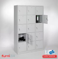 Schließfachschrank grau 15-türig