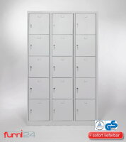 Schließfachschrank grau 15-türig