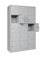 Schließfachschrank grau 15-türig