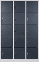 Schließfachschrank grau/anthrazit 15-türig