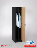 Garderobenschrank 1-türig schwarz/Buche Dekor