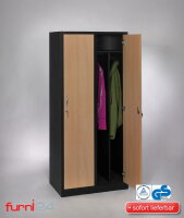 Garderobenschrank 2-türig schwarz/Buche Dekor