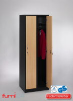 Garderobenschrank 2-türig schwarz/Buche Dekor