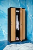 Garderobenschrank 3-türig schwarz/Buche Dekor