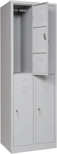 Garderobenschrank 4- türig grau