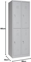 Garderobenschrank 4- türig grau