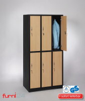 Garderobenschrank 6- türig schwarz/Buche Dekor