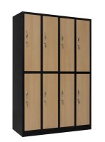 Garderobenschrank 8- türig schwarz/Buche Dekor