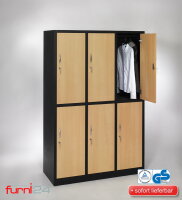 Garderobenschrank 6-türig schwarz/Buche Dekor