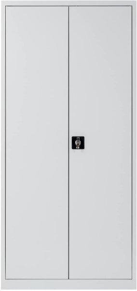 Furni24 Aktenschrank, fertig montiert, 195x92,5x42cm, Stahlflügeltürschrank Materialschrank, Abschließbarer Spind, Aktenschrank mit 5 Fächern, Werkzeugschrank, Mehrzweckschrank, Universalschrank, grau