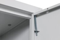 Furni24 Aktenschrank, fertig montiert, 195x92,5x42cm, Stahlflügeltürschrank Materialschrank, Abschließbarer Spind, Aktenschrank mit 5 Fächern, Werkzeugschrank, Mehrzweckschrank, Universalschrank, grau