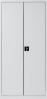 Furni24 Aktenschrank, fertig montiert, 195x92,5x42cm, Stahlflügeltürschrank Materialschrank, Abschließbarer Spind, Aktenschrank mit 5 Fächern, Werkzeugschrank, Mehrzweckschrank, Universalschrank, grau