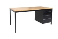 Schreibtisch, Arbeitstisch,Tisch inkl. Unterbaucontainer 3 Schübe 160 cmx80 cmx75 cm schwarz/Buche