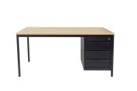 Schreibtisch, Arbeitstisch,Tisch inkl. Unterbaucontainer 3 Schübe 180 cmx80 cmx75 cm schwarz/Buche