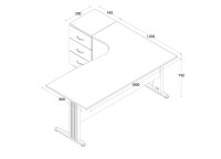 Winkelschreibtisch Eckschreibtisch Computertisch buche inkl. Beistellcontainer (180 cm x 120 cm x 74 cm) links gewinkelt