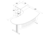 Schreibtisch, Chefschreibtisch, Winkelschreibtisch "Gela", Saphir Eiche Dekor,  links gewinkelt