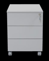 Rollcontainer, 3 Schübe, Farbe silber RAL 9006...